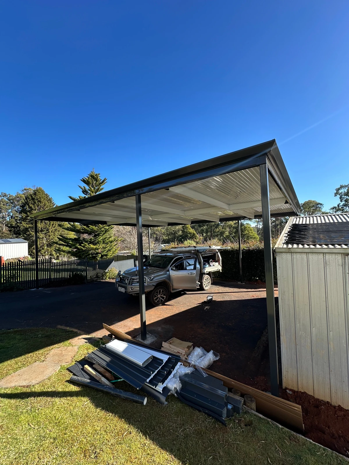 Stratco Outback Boat Carport in Emerald