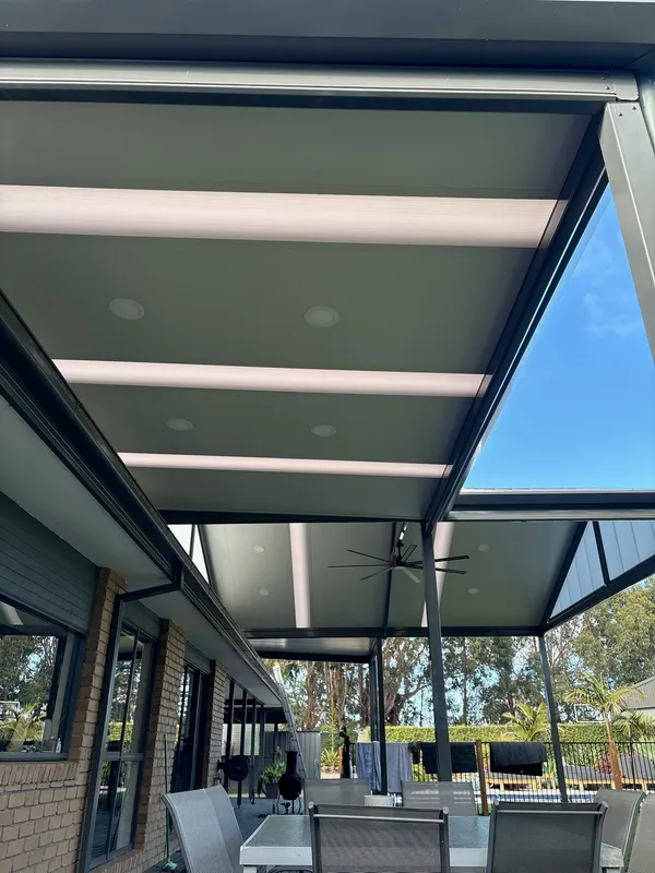Rooflite panels beneath a Stratco Outback gable patio