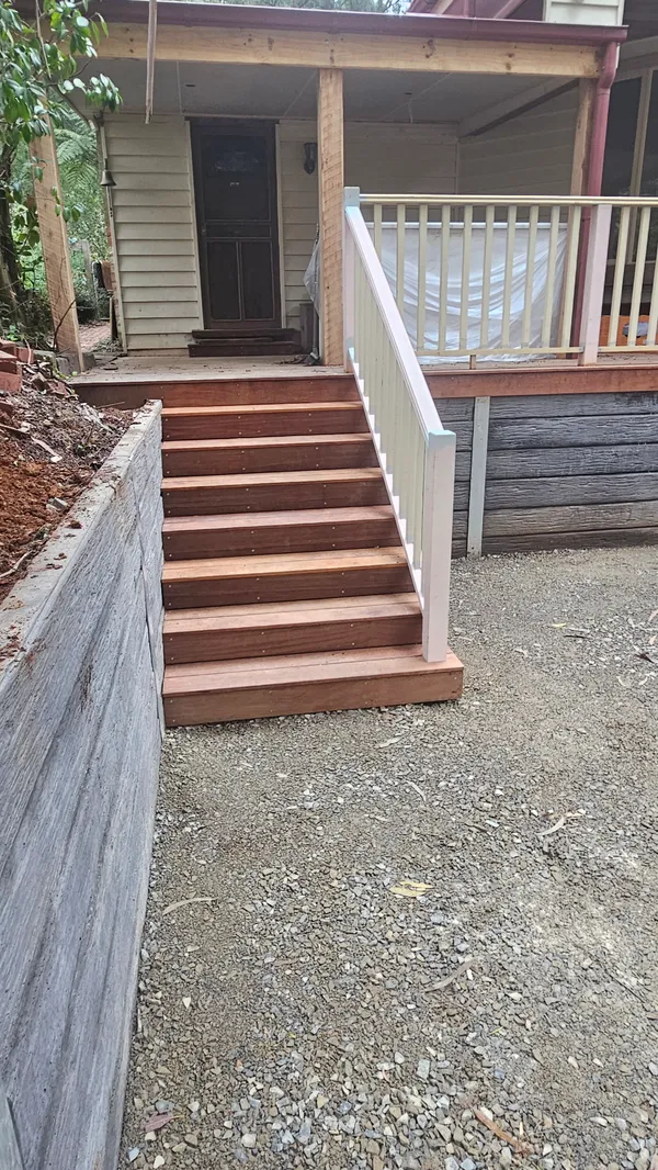 New hardwood stair treads and painted timber handrail